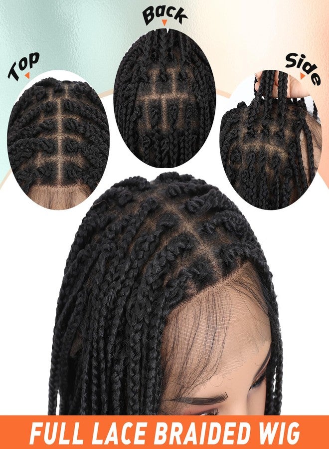 FAVE 30 Inch Braided Wig for Black Women Full Double Lace Braided Wig with Curly Ends Glueless Wig with Baby Hair for Daily Use Natural Black - Image 4